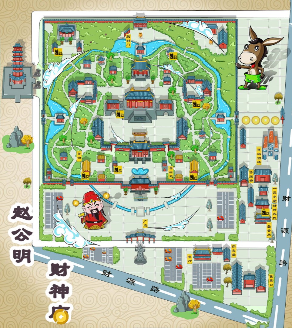 麻山寺庙类手绘地图